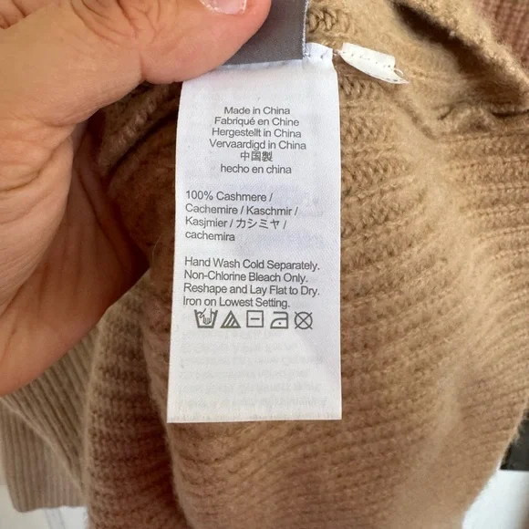 J.Crew tan pink striped cashmere cowl neck sweater size medium/large - Picture 8 of 9